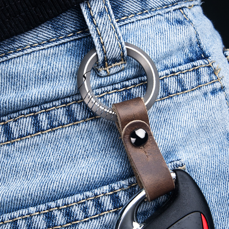 钛合金迷你便携钥匙扣金属弹簧汽车钥匙链时尚简约皮扣挂扣锁匙扣