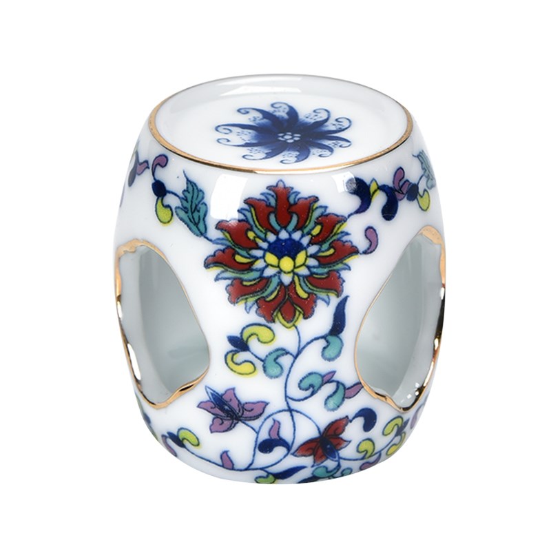 陶瓷青花盖置白瓷复古杯垫茶玩摆件青花家用茶器壶承盖托茶道配件