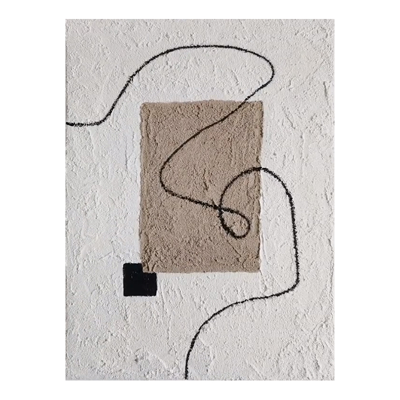 奶油侘寂风石英砂肌理画diy材料包手工绘丙烯数字油画装饰画挂画