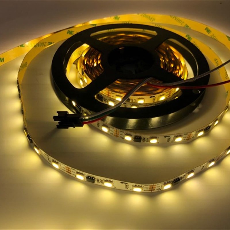 WS2811单色暖白60灯12V5050全彩LED通电跑马流水常亮线条灯带白光