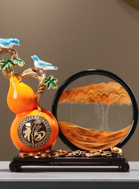 招财镇宅葫芦摆件流沙画艺术沙漏摆件客厅酒柜电视柜家居装饰品