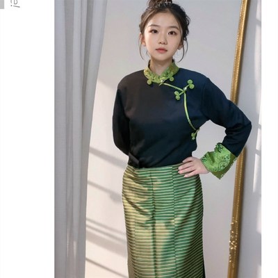 冬季新款加厚保暖西藏服藏族服装女新款博拉裙舞蹈长裙藏式演出服