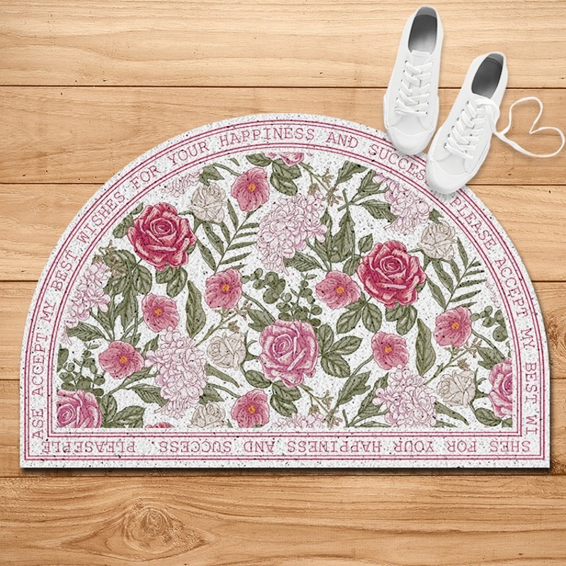 美式乡村田园 半圆形入户门口丝圈地垫蹭土脚垫进门家用门垫门厅