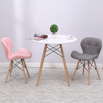 家用餐桌北欧简约小户型阳台休闲接待洽谈圆桌实木大理石桌椅组合