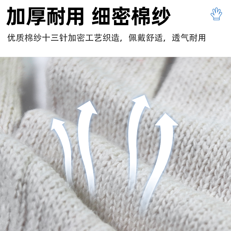 棉纱手套劳保工作耐磨加厚白尼龙男女工地干活机械维修劳动防滑棉