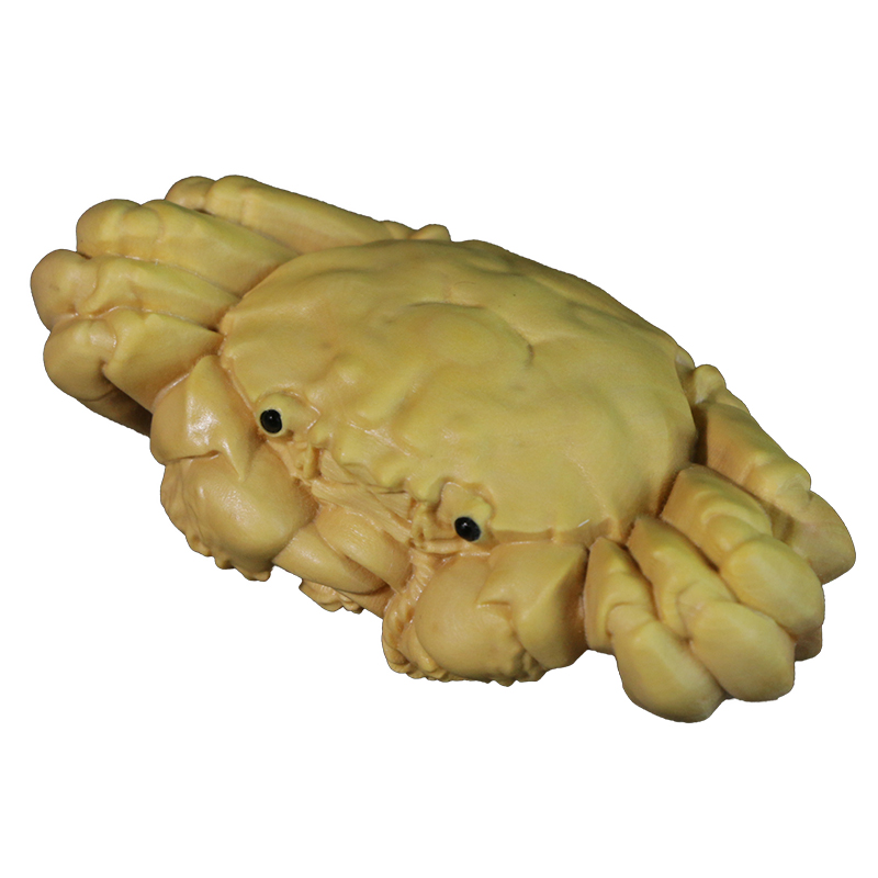 黄杨木雕实木雕刻工艺手把件文玩男士随身盘玩动物 螃蟹 八方来财