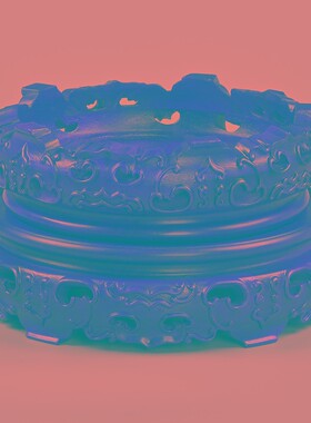 圆形旋转浮雕摆件古董酒缸花盆景奇石实木托架鱼缸工艺品镂空底座
