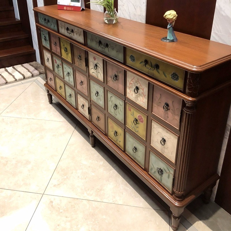 美式鞋柜家用门口大容量储物收纳柜入户柜子门厅柜欧式玄关柜实木