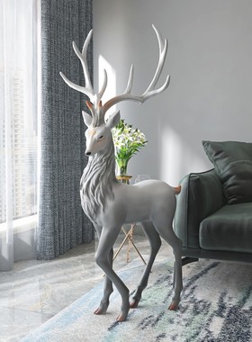 北欧轻奢麋鹿客厅摆件大型落地沙发电视柜旁边装饰品乔迁新居礼品