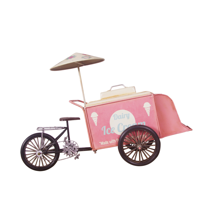 单车自行车雪糕手推车模型冰淇淋餐汽车甜品店咖啡店摆件女孩礼物
