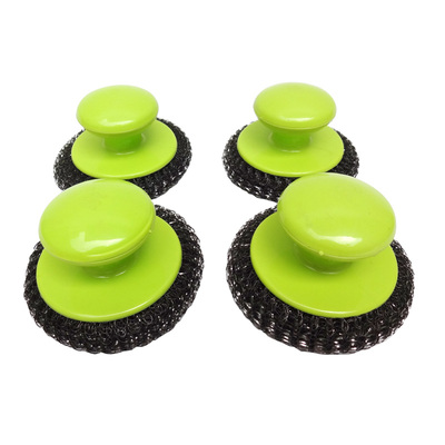 家用带柄钢丝球锅刷带手柄洗碗清洁球厨房清洁用刷锅神器刷子去污