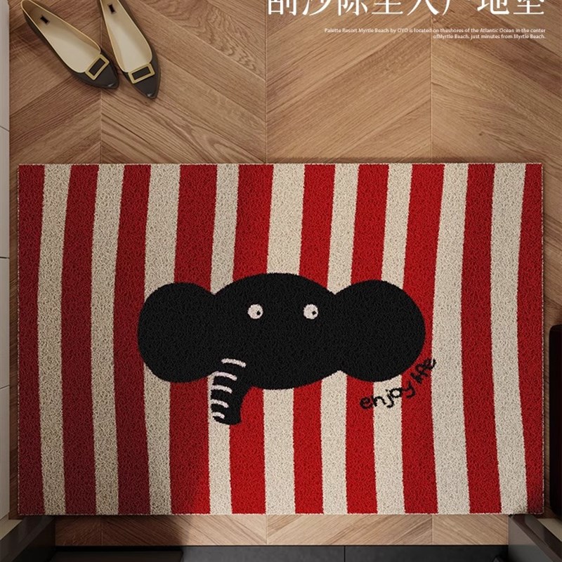 2024新款入户门地垫网红可爱大象家用进门丝圈地垫可裁剪防滑门垫