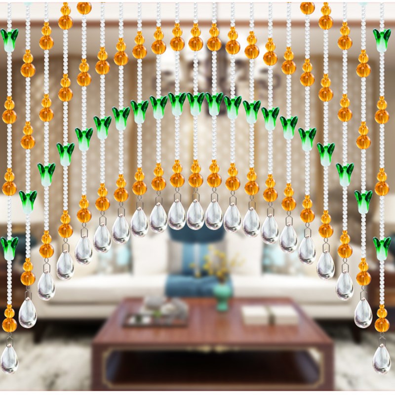 新中式葫芦水晶珠帘客厅餐厅卫生间隔断门帘玄关过道珠链子免打孔