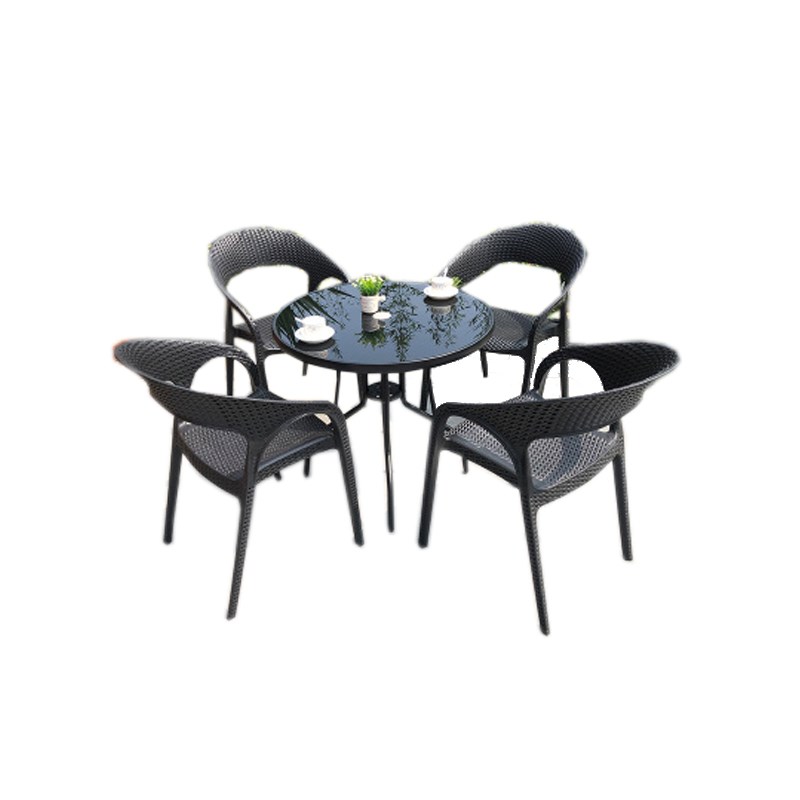 臻远一桌四椅80cm圆桌2.7米铁中柱伞