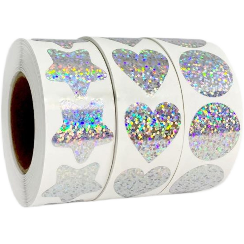 500个1/1.5英寸爱心镭射贴纸封口贴diy礼物装饰不干胶标签