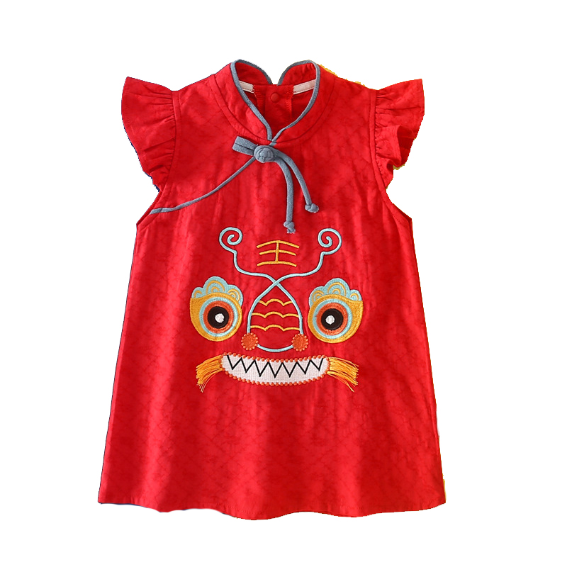 婴儿满月汉服旗袍裙夏装女宝宝百天连体裙中国风儿童公主周岁礼服