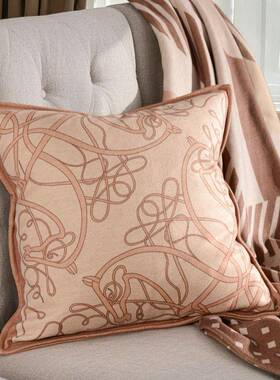 轻奢高档羊毛呢印花抱枕客厅软装沙发方靠枕装饰靠垫外贸抱枕套