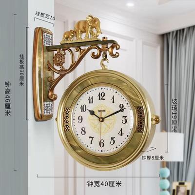 欧式双面挂钟客厅大气两面静音美式时钟石英钟表创意家用挂钟