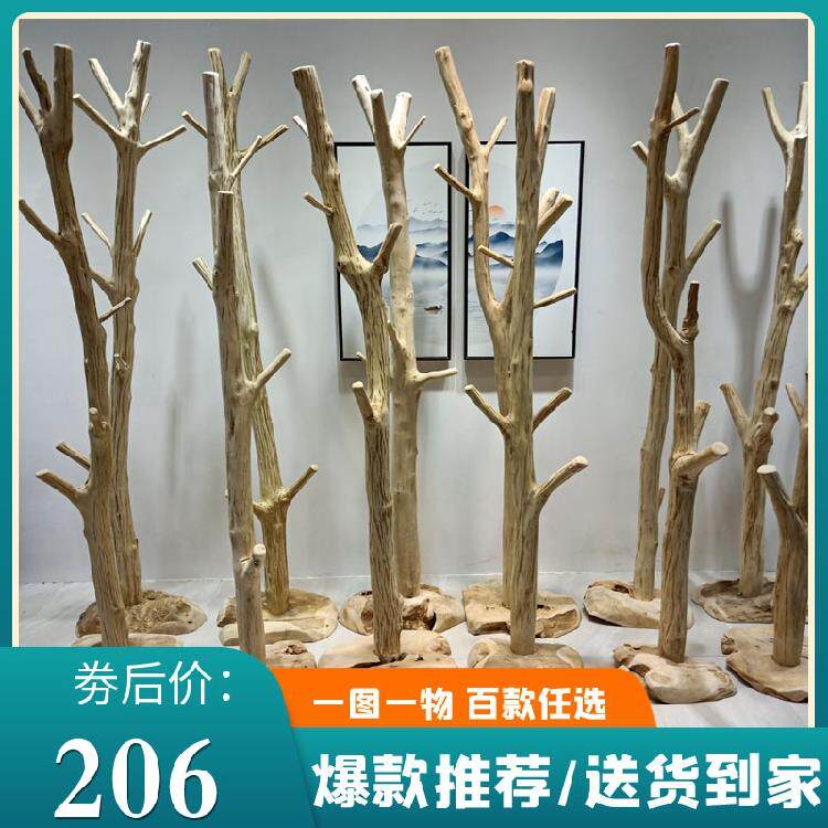 A9L实木根雕衣帽架落地家用挂衣架卧室置物架房间单杆原木架简约