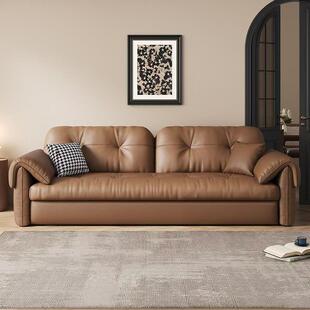 多功能沙发高级纳帕真皮沙发床多功能折叠两用双人客厅抽拉式隐形