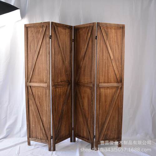 中式装饰折叠屏风书房客厅移动折屏简约现代玄关木隔断墙米谷仓门