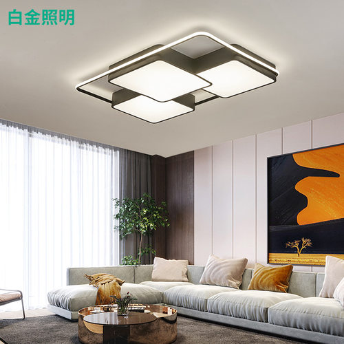 简约个性创意卧室吸顶灯黑白方形灯温馨浪漫卧室灯led大气客厅灯
