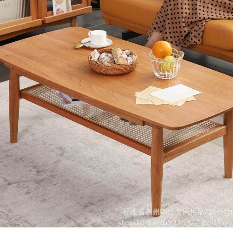 北欧樱桃实木茶几家用客厅沙发双层边几简约角几轻奢原木藤编茶桌,机械设备,其他机械设备,淘宝优惠券,粉丝福利购,淘宝优惠卷