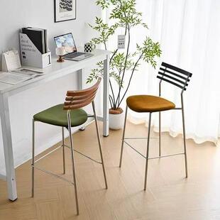 北欧简约家用高脚椅网红现代靠背吧椅奶茶店轻奢实木吧台凳