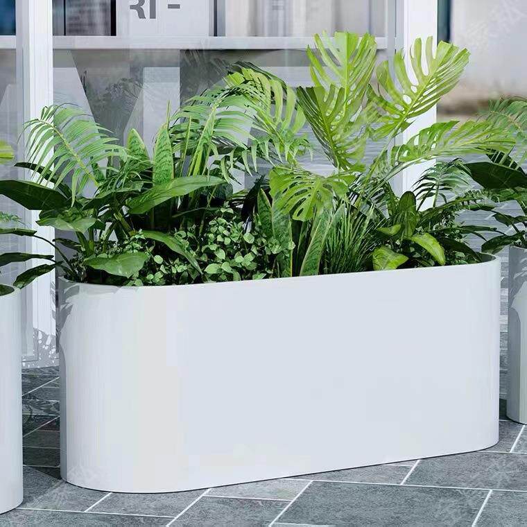 铁艺户外花箱组合商业广场隔断花盆外摆不锈钢花槽售楼部异形花钵