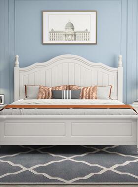 美式实木床1.8米轻奢双m人106#婚次卧白色公主床1.35田园风格床童