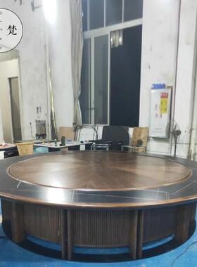 酒店动电转盘桌大圆实木自包厢会所别墅高68262端动饭店餐桌餐椅