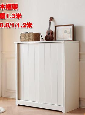 奶油1.门82米趟门全实木儿童矮柜两UCB门推拉门0.米矮门衣柜移双1