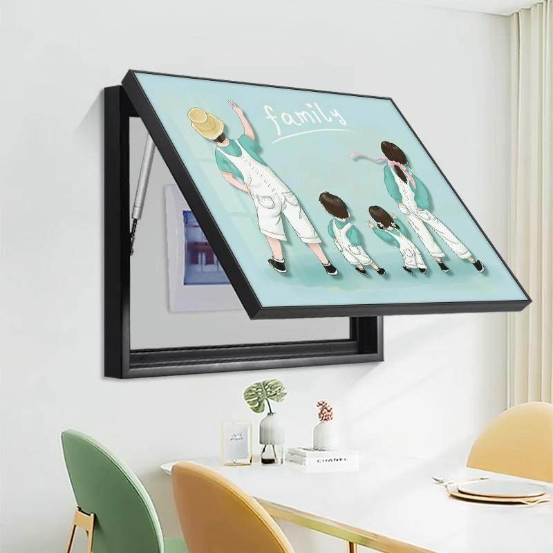 一家四口电开SQ519-1表装饰画箱免打孔配电箱卡挂画遮挡电闸关盒,家居饰品,现代装饰画,淘宝优惠券,粉丝福利购,淘宝优惠卷
