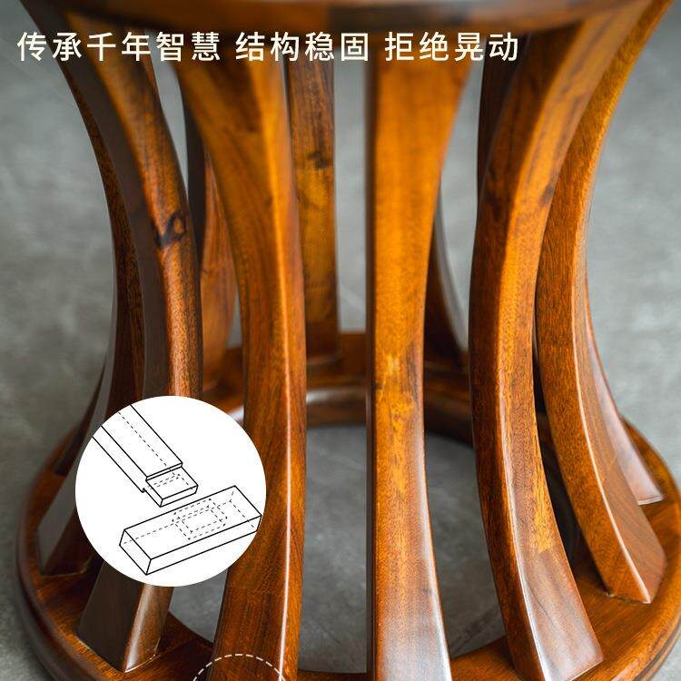 中乌古金木实木鼓凳圆凳矮墩坐墩茶凳式家用新餐桌凳子筝凳琴CAK