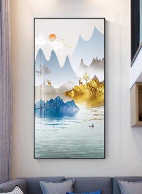 现代简约户18419入玄关装山饰走画客厅卧室廊过道竖版挂画水风景