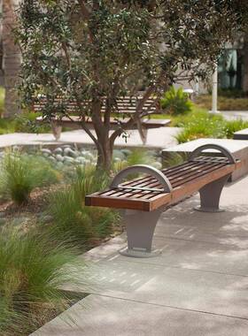 实木园椅户园外休息长公BZY-12-0凳不锈钢园长公椅林景观铁艺室外