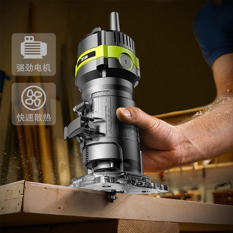 电德机国能芝557浦修边木工多功家用装修雕刻木铣大功率开槽机小