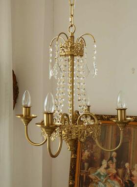 美式黄卧花边蜡烛法水UTK晶吊灯式复古怀旧中古风室衣冠帽间餐厅