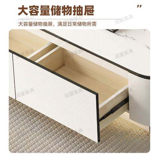 K茶a润实木岩板电视柜几组合新款奶油风小户型客厅LAS家用落k地屋