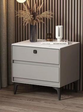 实储木床头柜简约现代指纹锁新EQR床边柜全卧室小型物床头极款简