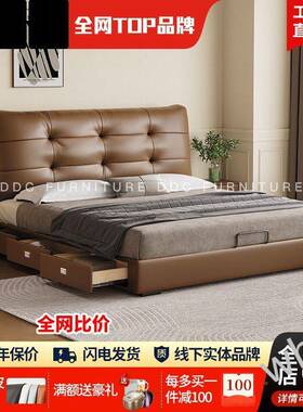 NK1雯N代1意式极简床卧床黑色主RKA双人床大小户型现简约压气储物