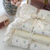 花影迷幻亲舒适SDN透气层花边全棉双纱四件层双套租房宿舍学肤生