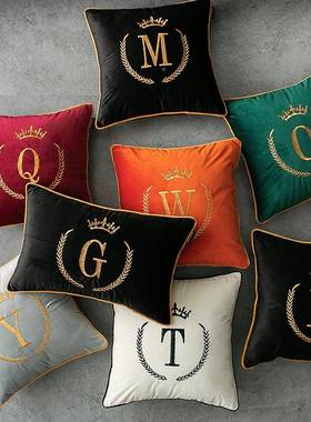 绒绣丝花定制抱CSE枕客室厅沙发靠垫头床靠枕椅子靠背办公腰枕抱