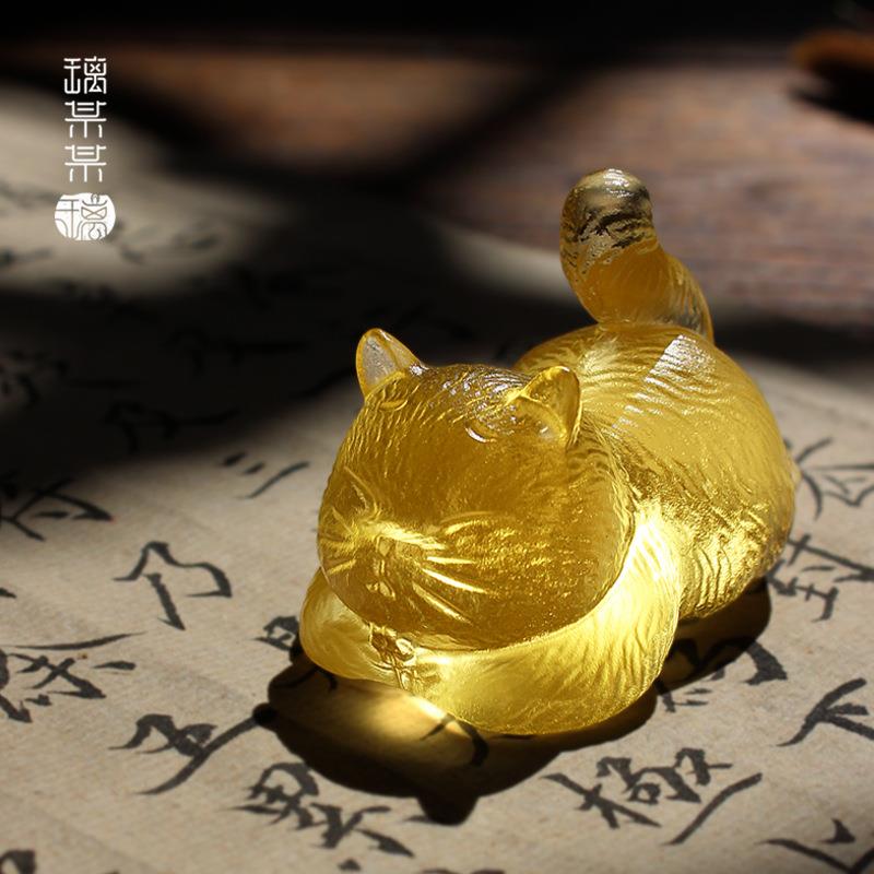 5文ZV7手工琉故宫猫可爱茶宠架桌面迷你摆件筷70架璃笔小笔山创