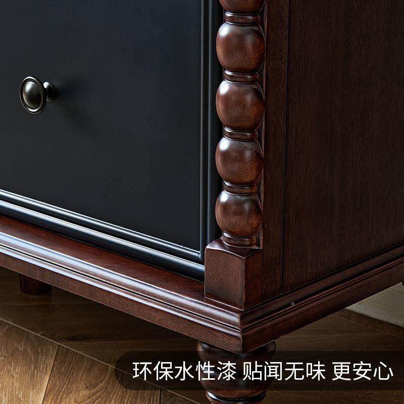 式边霉复古实木餐柜5层美收纳茶水柜ALV木制简约防抽真空并带抽屉