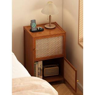 物楠床头柜竹家用床边收纳床柜子现PCF代储柜卧室置物架边几几中