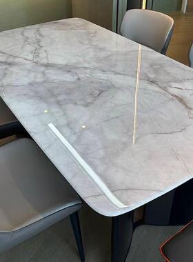 然轻奢大理石桌椅组合感天奢石超晶石石长方形彩晶餐微RVD晶石桌