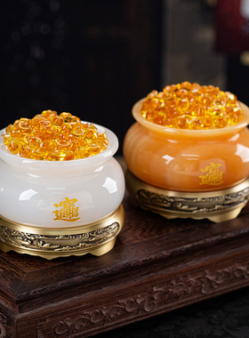 石诚记玉石聚宝盆摆件元宝招财聚财办公室迷你桌面装饰品开业送礼