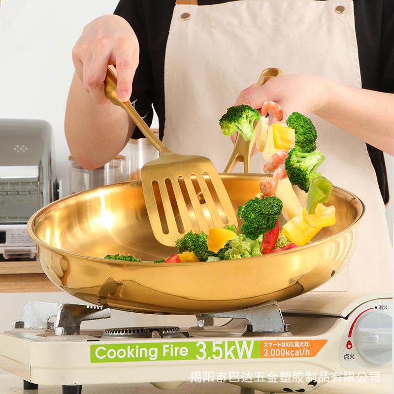 304不锈钢煎锅家用煎蛋平底锅牛排煎锅无涂层炒菜不粘锅无盖煎锅