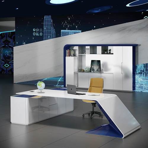 智能办公家具总经理桌主管办公桌椅茶几沙发套装实木办公桌